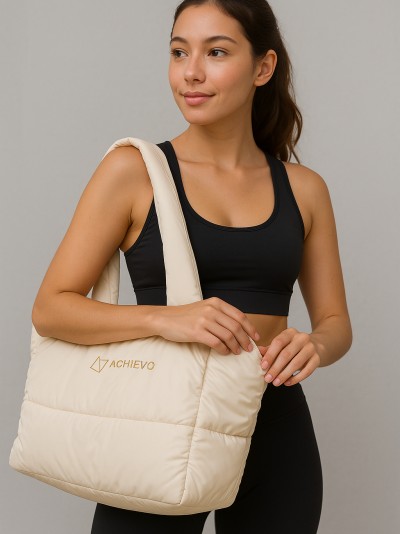 Bolsa ForeverSense Puffer Metalassê média Cor:Off White