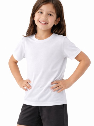 Camiseta Intantil Achievo Kids Unissex - Esportiva, Leve e Ideal para Atividades Físicas - Branca