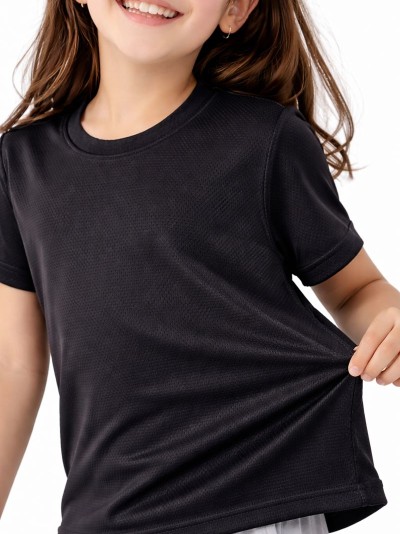 Camiseta Intantil Achievo Kids DryFit Unissex - Esportiva, Leve e Ideal para Atividades Físicas - Preta