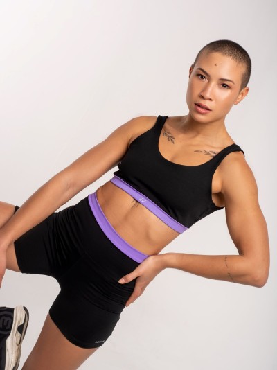 Top com alça dupla e abertura nas costas Preto/Lilás