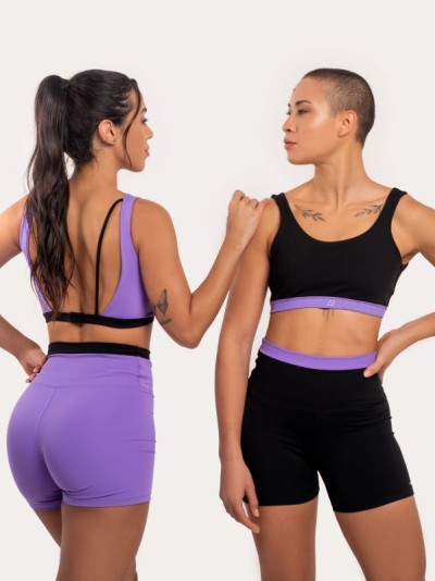 Shorts com detalhe no cós Lilás/Preto