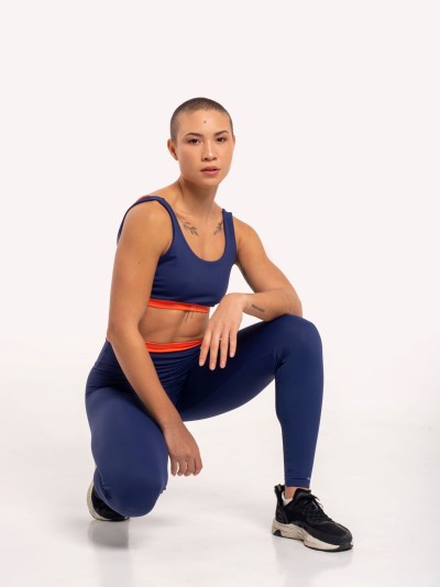 Leggin com detalhe no cós Marinho/Laranja