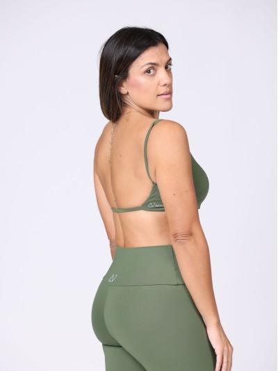 Top Slim Fit com detalhe franzido Verde Militar