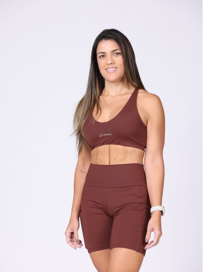 Top nadador com decote Atletich Marrom Coffee
