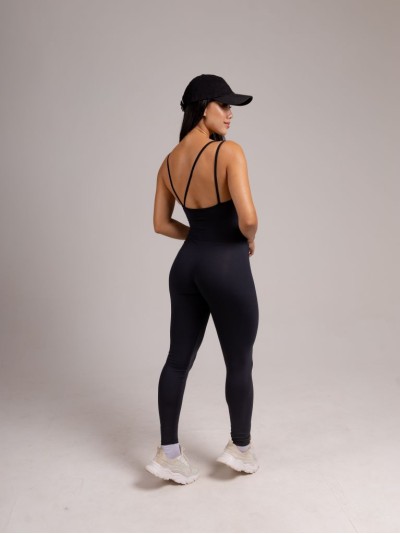 Macacão longo com alças finas Atletich Preto