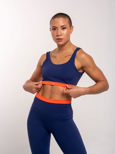 Shorts com detalhe no cós Marinho/Laranja